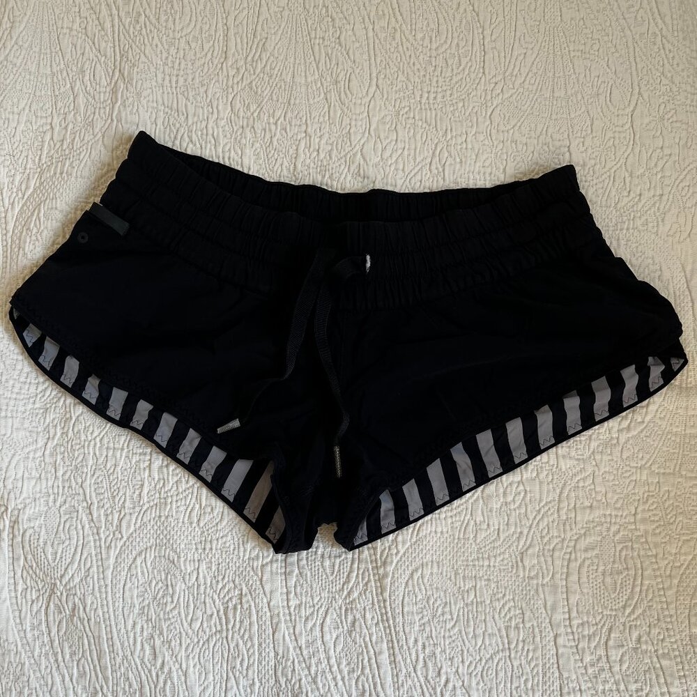 Lululemon Black Swim Shorts Striped Lining Size 4